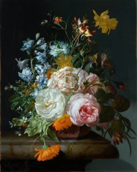 Blomster i en terrakottavase