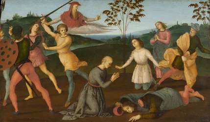 Sankt Jerome frelser Sylvanus og straffer kætteren Sabinianus, 1502-1503