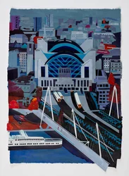 Charing Cross Station, 2021 (akryl og collage på papir)