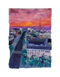 Paris at Dusk, 2021 (akryl og collage på papir)