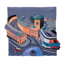 Regent Street, 2021 (akryl og collage på papir)