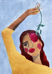 Magda med en blomst