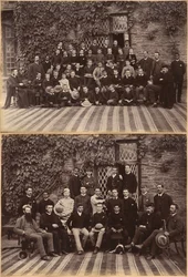 Primærklasse på Bishop Cotton School, Shimla (forside); elever og lærere i de højere klasser på Bishop Cotton School, Shimla (bagside)