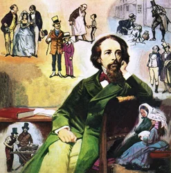 Charles Dickens med sine karakterer