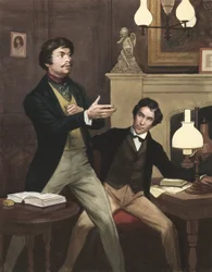 Henry Irving (1870-1919) med William Hoskins (gouache på papir)