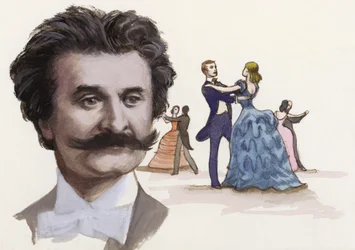 Johann Strauss den yngre (gouache på papir)