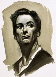 Sir John Gielgud som Hamlet (gouache på papir)