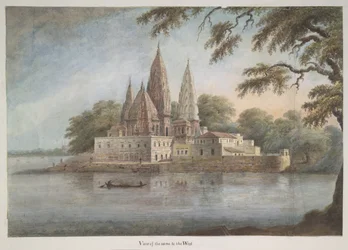 Klyngen af ​​templer ved Rajghat Sangam