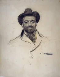 ""Portræt af den spanske maler og fotograf Jose Maria Sert (1874-1945)"" Trækulstegning af Ramon Casas (1866-1932) 1904 Privat samling
