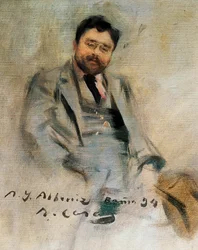 Portræt af Isaac Albeniz på 34 år (olie på lærred)
