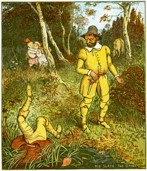 "Og den, der var af mildest humør, dræbte den anden der", illustration fra Babes in the wood