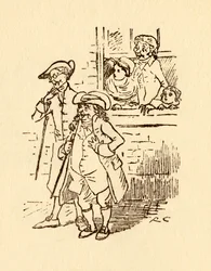 Tilskuere ser på, når John Gilpin galopperer forbi, 1878, c1918.