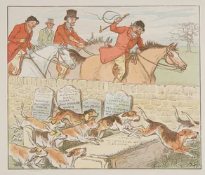 Nu havde præsten et par til onsdag, da hundene kom til syne , fra The Hey Diddle Diddle Picture Book, pub.1882 (farvegravering)