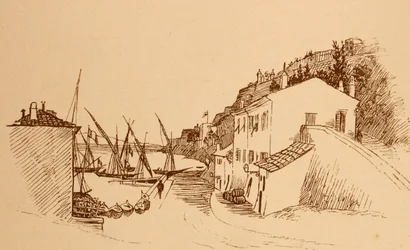 lokal fransk fiskerby i det sydlige Frankrig c1884