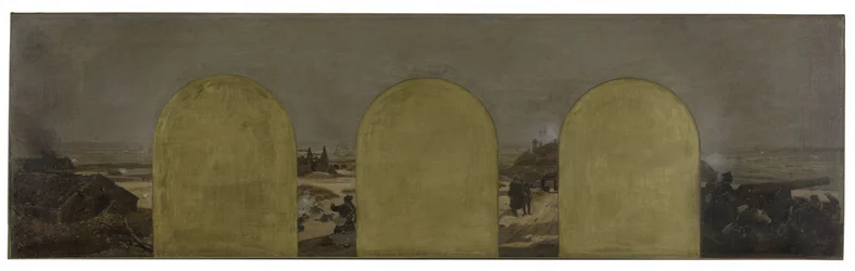 Skitse til præfektens kabinet på rådhuset i Paris: Et batteri ved voldene: Belejringen af Paris i 1870