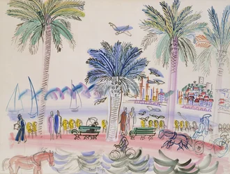 Udsigt over Le Suquet, Cannes (akvarel)