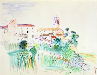 Landsby i Provence (akvarel på papir)