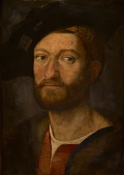 Portræt af en mand, der siges at være Giuliano de Medici, hertug af Nemours (olie på panel)