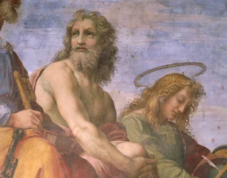 Adam og Johannes evangelisten, detalje fra disputationen af det hellige sakramente