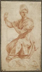 Allegorisk kvindeskikkelse; Allegory of Fides, WA1956.21 (rødt kridt)