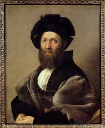Portræt af Balthazar (Baldassare) Castiglione (1478-1529) italiensk forfatter og diplomat. Maleri af Raffaello Sanzio dit Raphael (1483-1520)