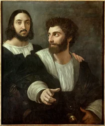 Portræt af kunstneren med en ven. Raffaello Sanzio dit Raphael (1483-1520)