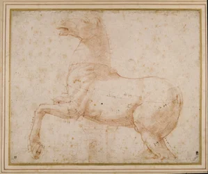 Studie af en hest (pen & blæk og blyant på papir)