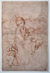 The Virgin of Prince Esterhazy Study - Tegning, c.1507-1508