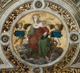 Teologi. Loftfresco i Stanza della Segnatura, ca 1510-1511.