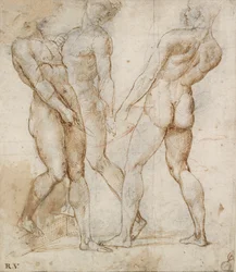 Tre nøgenbærere Study for the Entombment, begyndelsen af det 16. århundrede