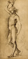 Bacchus kendt som Idolino, tegning af Raphael. Kabinet for tegninger og tryk, Uffizi Gallery, Firenze
