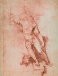 Studie til en St. Johannes Døberen, tegning af Raffaello Sanzio. Kabinet for tegninger og tryk, Uffizi Gallery, Firenze