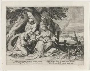Hellig familie med Saint Catherine og Saint Sebastian Saint Catherines mystiske ægteskab