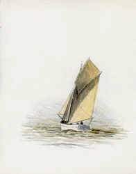 Båd (gabare) på Girondes flodmunding (gouache, kul og blyant på papir)