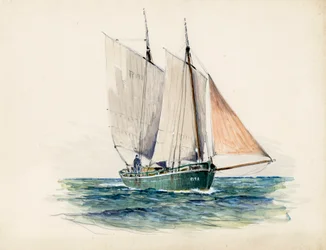 Gabare (eller gabarre) (gouache på papir)