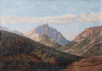 Landskab, bjerge (olie på lærred)