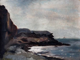 Havet med klippe (olie på lærred)