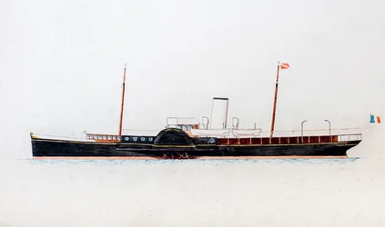 Dampskib (gouache på papir)