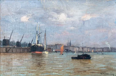 Udsigt over havnen i Bordeaux (olie på lærred)