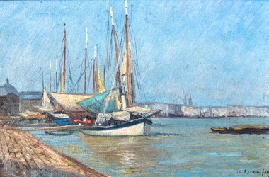 Udsigt over havnen i Bordeaux (olie på lærred)