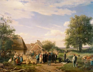 Napoleon III besøger gården Coudray i Sologne Maleri af Raymond Esbrat (1809-1856) 1800-tallets Orleans. Museum for Skønne Kunster