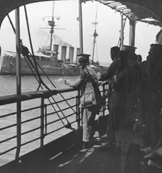 Britiske tropper på et troppeskib, Første Verdenskrig, c1914