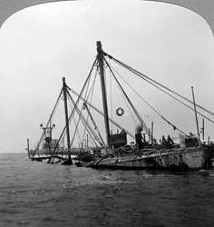 Sunken krigsskib HMS Vindictive, Oostende, Belgien, Første Verdenskrig, 1918.