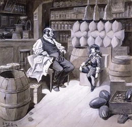 Hr. Hobbs," sagde Cedric, "en jarl sidder på denne boks nu!", illustration til 