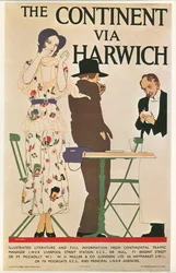Reginald E. Higgins: Kontinentet via Harwich. Storbritannien ... (litografi)