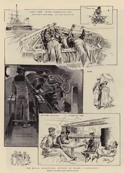 Flådens manøvrer, studier om bord på et slagskib (litografi)
