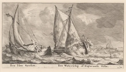 Et "Isere" fartøj og en vandschip eller Zuiderzee fiskebåd