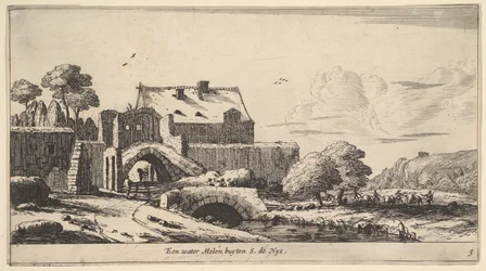 En vandmølle nær St. Denis, 1600-tallet.