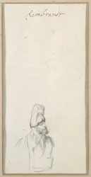 Skægget mand i profil, i høj kasket, ca. 1640 (sort kridt på papir)