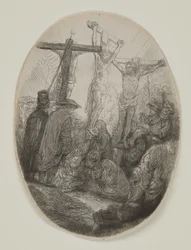 Kristus korsfæstet mellem to tyve: en oval plade, ca. 1641 (ætsning og tørnål)
